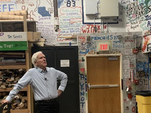 Bob Sagan backstage at the Senior High School